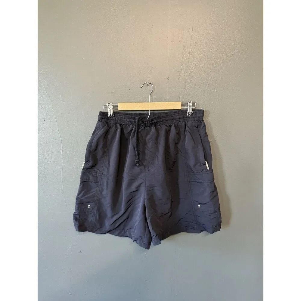 Tori Richard Mens Black Cargo Hybrid Swim Trunks w/ Mesh Lining Size XL